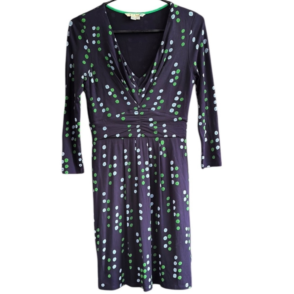 EUC Boden Marion Jersey Blue Dot Dress Size 4